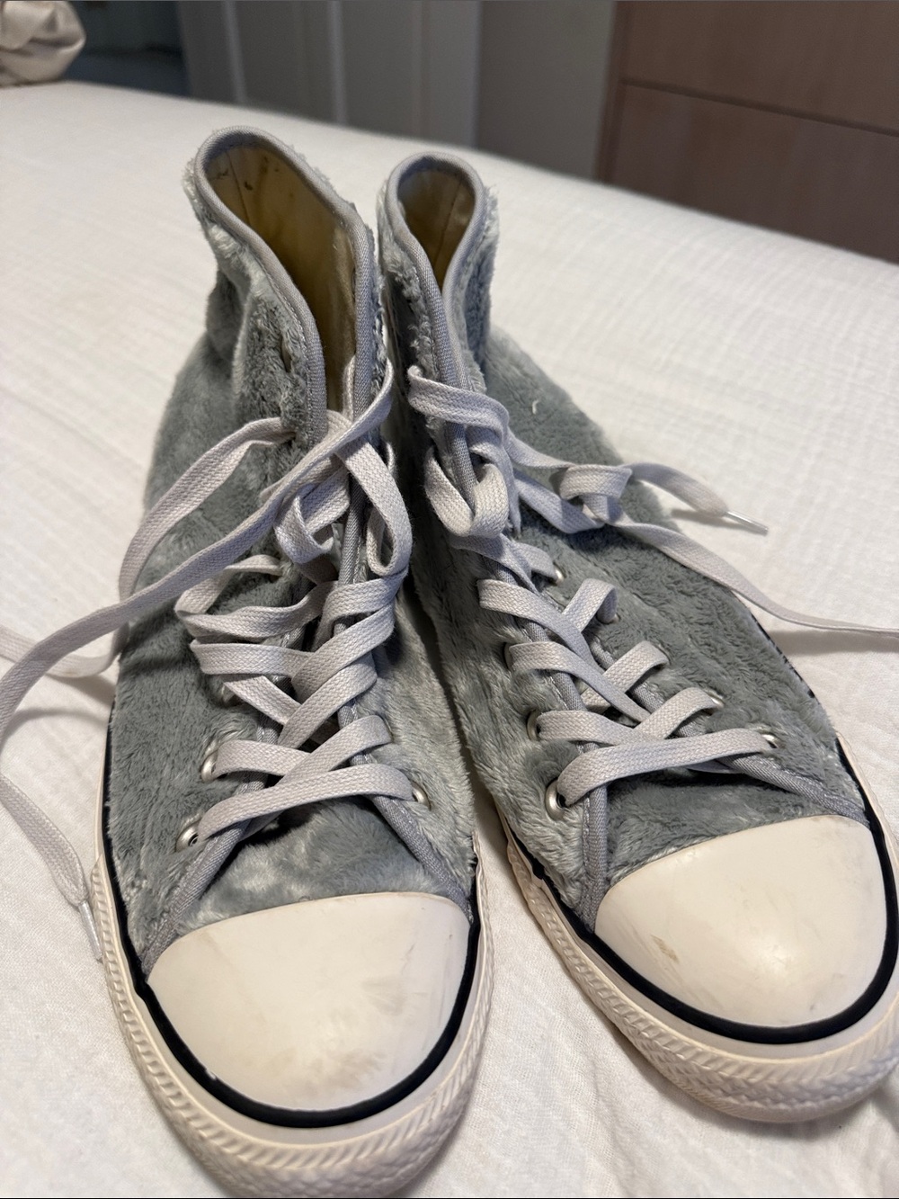 Converse High Top Sneakers in Light Gray with White Toe Caps